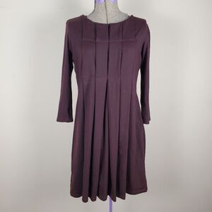 Susana Monaco Burgundy Pleated Long Sleeve Midi Dress Size M